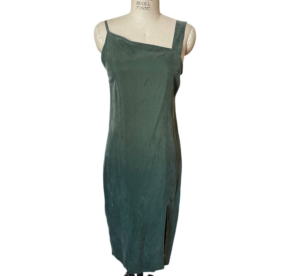 Shades of Grey by Micah Cohen Asymmetric Slip Dress in Kale Green Size XS New